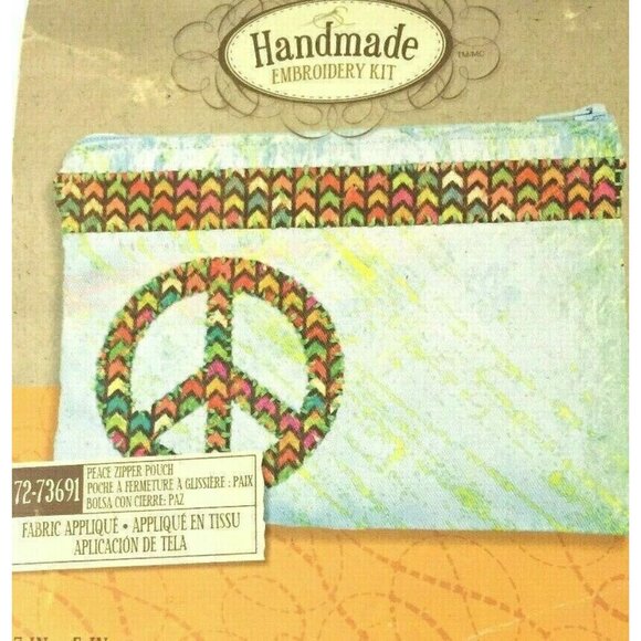 CROSS STITCH KIT Dimensions Peace Zipper Pouch 72-73691 Embroidery Sealed 7"x5" - Picture 3 of 3